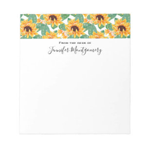 Pretty Sunflower Pattern Yellow & Green Notepad