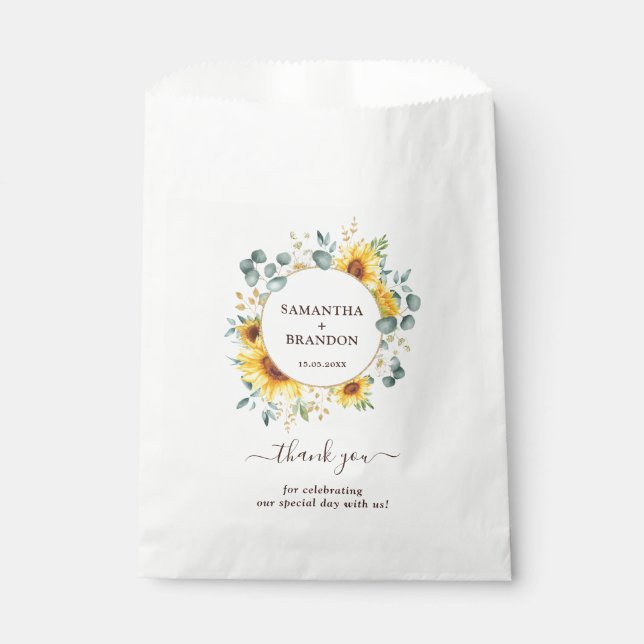 Pretty Sunflower Summer Botanical Garden Wedding Favor Bag (Front)
