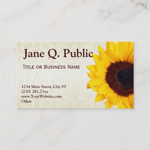 Pretty Sunflower Swirls Business Card Templates