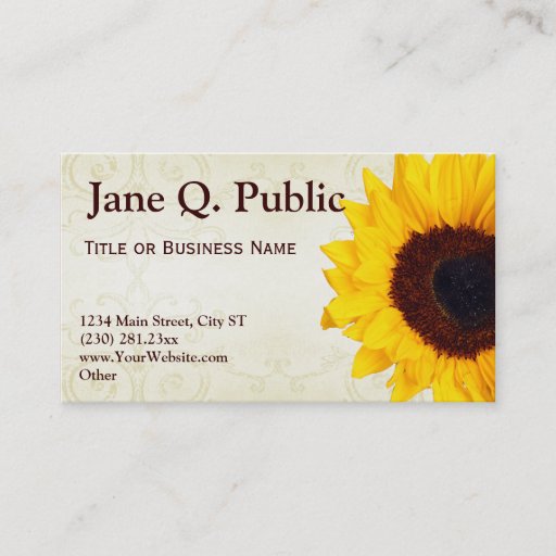 Customizable Pretty Sunflower Swirls Business Card Templates