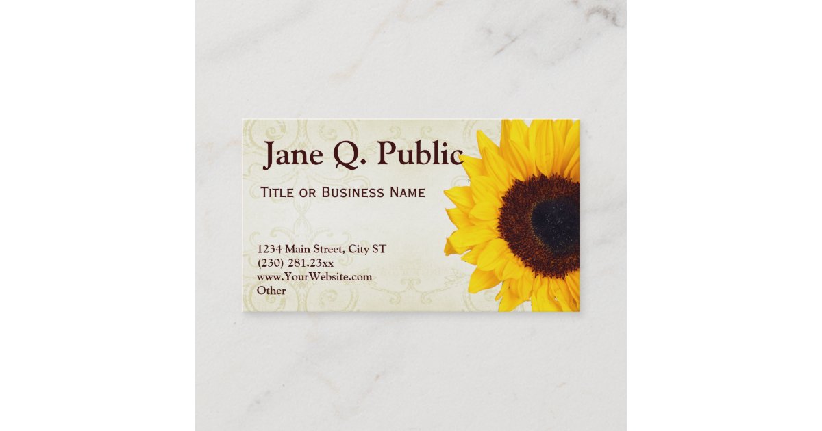 Pretty Sunflower Swirls Business Card Templates Zazzle