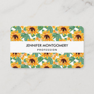 Pretty Sunflower Yellow & Green Pattern Business Card