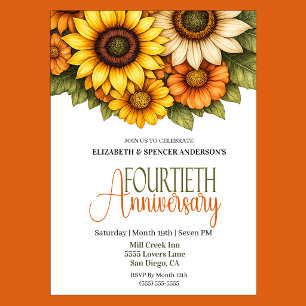 Pretty Sunflowers 40th Anniversary  Invitation