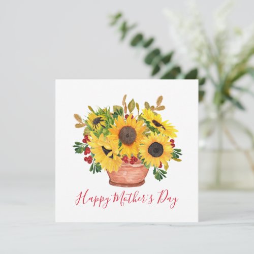 Pretty Sunflowers Bouquet Mothers Day Card