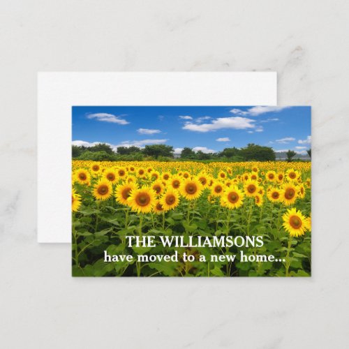 Pretty Sunflowers Change of Address Moving Business Card