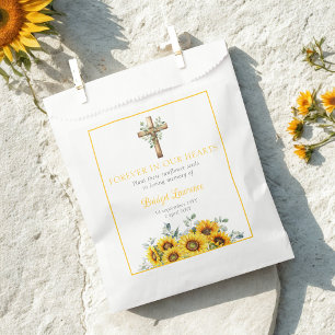 Pretty Sunflowers & Cross Funeral Seed Packet Favor Bag