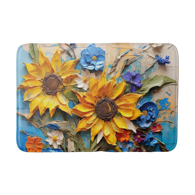 Pretty Sunflowers Flower Floral Pattern Nature Bath Mat (Front)