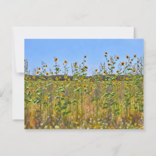 Pretty Sunflowers Flowers on a Farm Fence Postcard