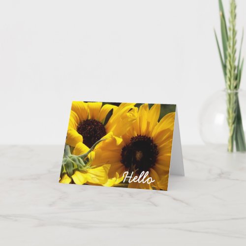 Pretty Sunflowers Hello Blank Inside Notecard