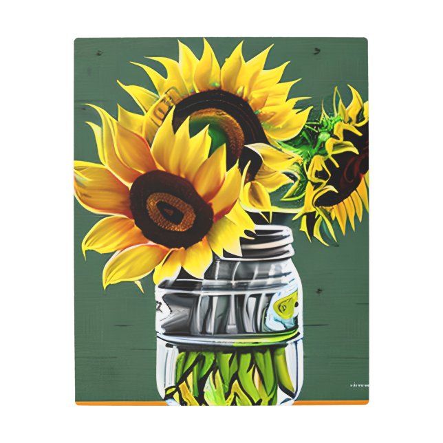 Pretty Sunflowers in Glass Vases Metal Print (Front)