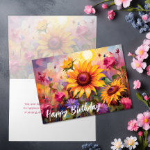 Pretty Sunflowers with Colorful Flowers Birthday