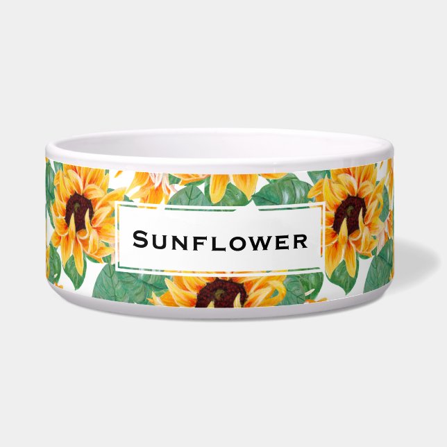 Pretty Sunflowers Yellow & Green Pattern Bowl (Front)