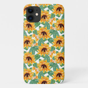 Pretty Sunflowers Yellow & Green Pattern iPhone 11 Case