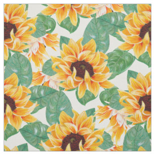 Pretty Sunflowers Yellow & Green Pattern Fabric