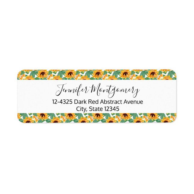 Pretty Sunflowers Yellow & Green Pattern Label (Front)