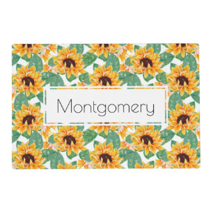 Pretty Sunflowers Yellow & Green Pattern Placemat