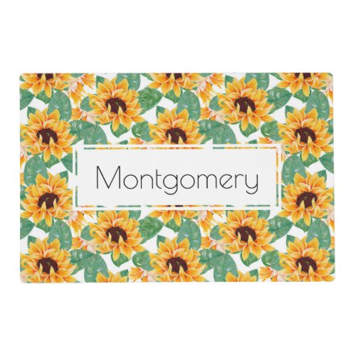 Pretty Sunflowers Yellow  Green Pattern Placemat