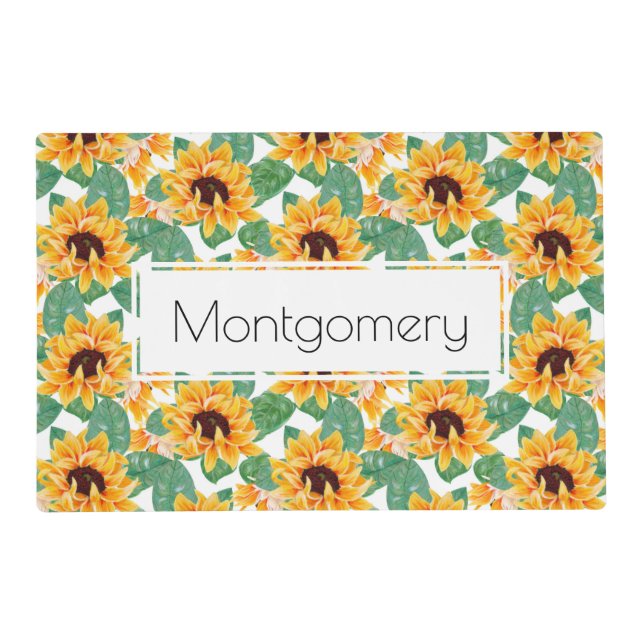 Pretty Sunflowers Yellow & Green Pattern Placemat (Front)
