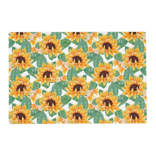 Pretty Sunflowers Yellow  Green Pattern Placemat