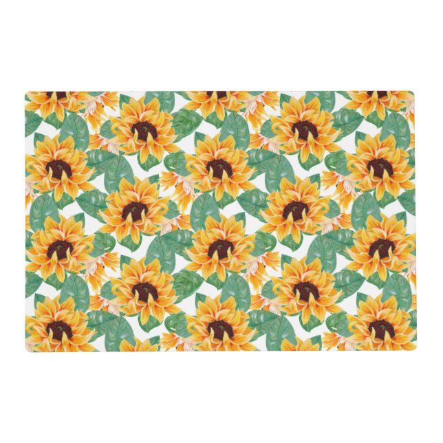 Pretty Sunflowers Yellow & Green Pattern Placemat (Front)