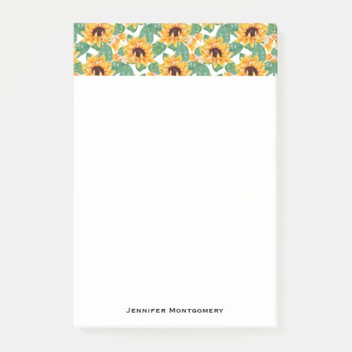 Pretty Sunflowers Yellow  Green Pattern Post_it Notes