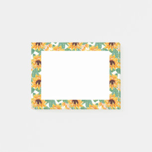 Pretty Sunflowers Yellow & Green Pattern Post-it Notes