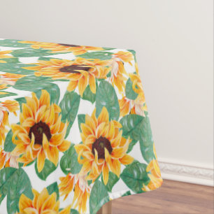 Pretty Sunflowers Yellow & Green Pattern Tablecloth