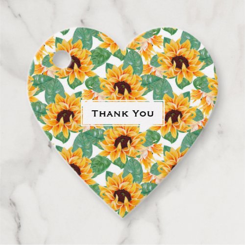 Pretty Sunflowers Yellow  Green Pattern Thank You Favor Tags