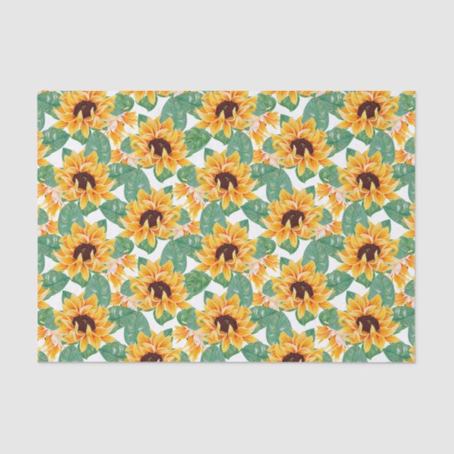 Pretty Sunflowers Yellow & Green Pattern Tissue Paper (Front)