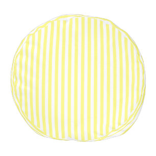 Pretty Sunny Yellow & White Stripes Boho Custom Pouf