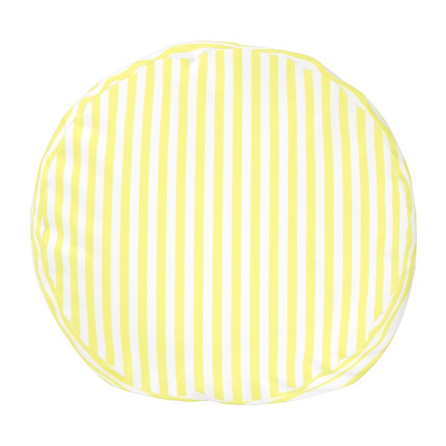 Pretty Sunny Yellow & White Stripes Boho Custom Pouf (Bottom)