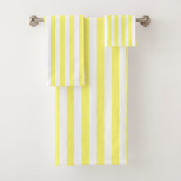 Pretty Sunny Yellow &amp; White Stripes Custom Bath Towel Set