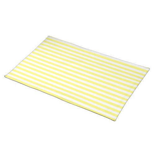 Pretty Sunny Yellow  White Stripes Custom  Cloth Placemat