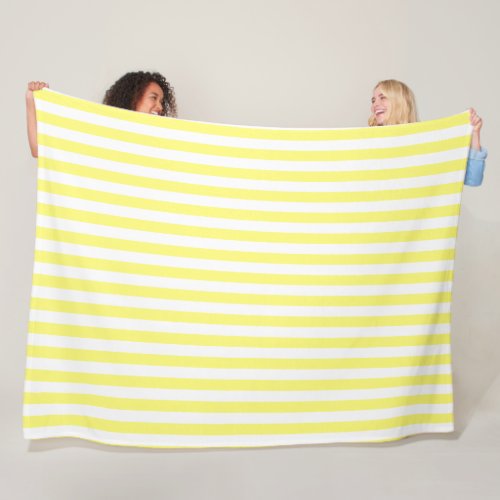 Pretty Sunny Yellow  White Stripes Custom Fleece Blanket