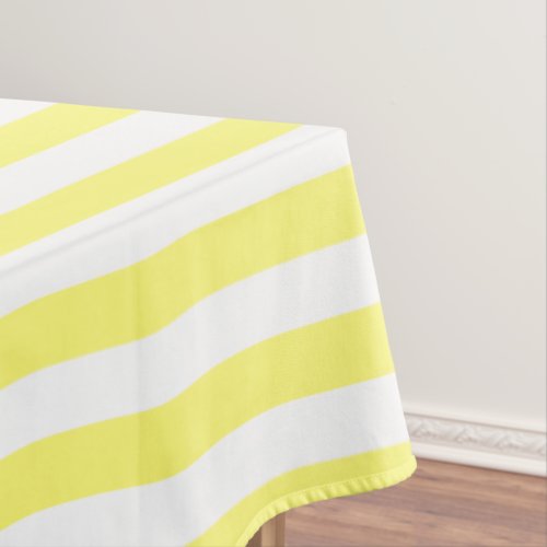 Pretty Sunny Yellow  White Stripes Custom Tablecloth