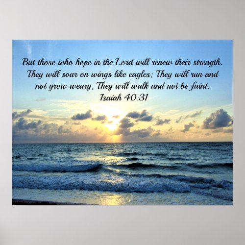 Pretty Sunrise Over the Ocean Isaiah 4031 Poster