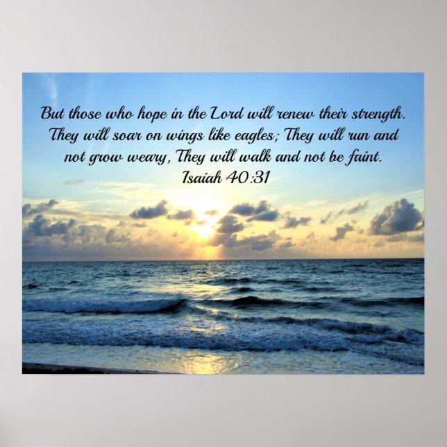 Pretty Sunrise Over the Ocean Isaiah 40:31 Poster (Front)