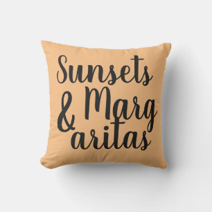 pretty SUNSETS & MARGARITAS lettering Outdoor Pillow