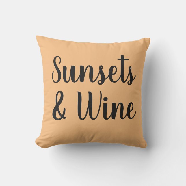 pretty SUNSETS & WINE lettering | Outdoor Pillow (Front)