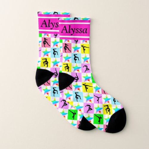 PRETTY SUPER STAR PERSONALIZED GYMNAST SOCKS