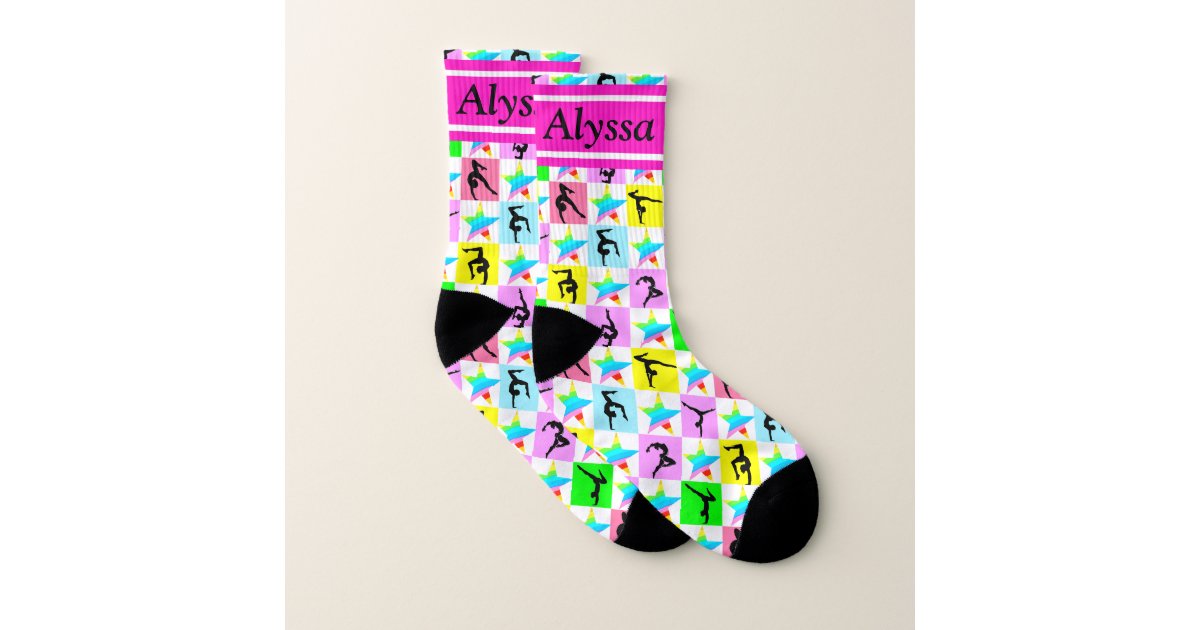 PRETTY SUPER STAR PERSONALIZED GYMNAST SOCKS Zazzle