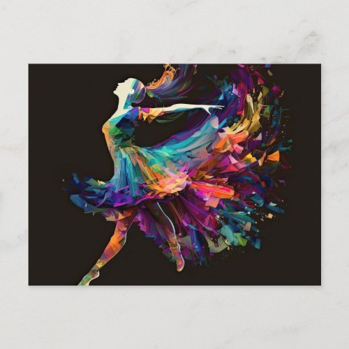 Pretty Surreal Color Splash Dancing Ballerina Postcard