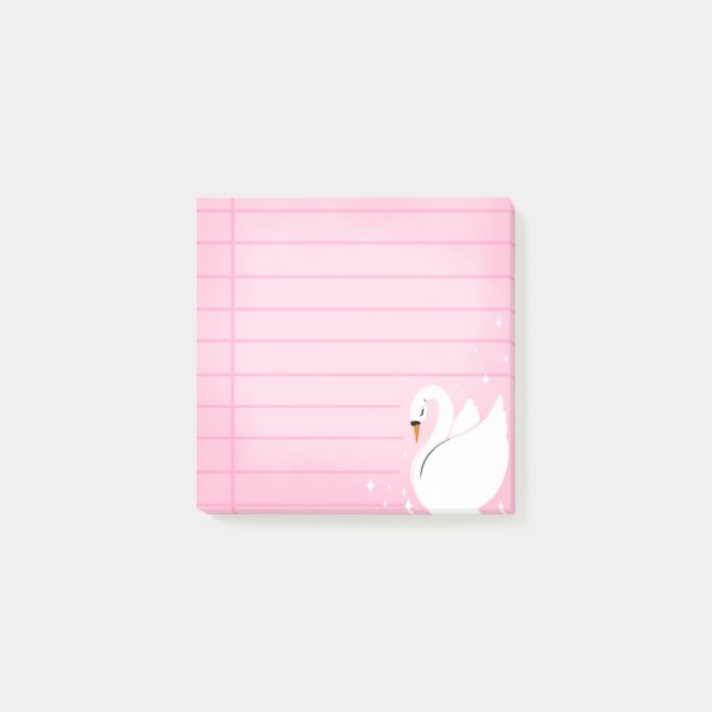 Pretty Swan Delicate Post-It Notes (Front)