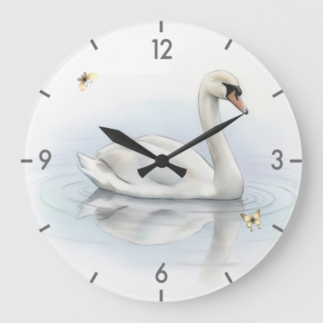 Pretty swan large clock (Front)