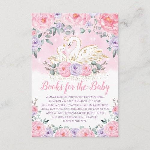 Pretty Swan Princess Shower Books for Baby Library Enclosure Card