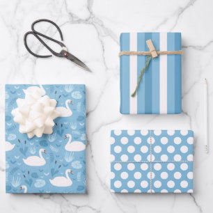 Pretty Swans Wrapping Paper Set of 3