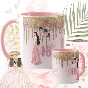 Pretty Sweet16 ROSEGOLD DRIPPING GLITTER BRUNETTE Mug