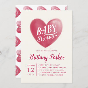 Pretty Sweet Heart Baby Shower Ivory Invitation