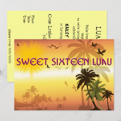 Sweet Sixteen Invitation Hawaiian Luau