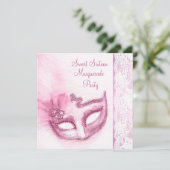 Pretty Sweet Sixteen Pink Masquerade Party Invitation (Standing Front)